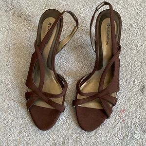 Brown strappy heels, women’s size 10